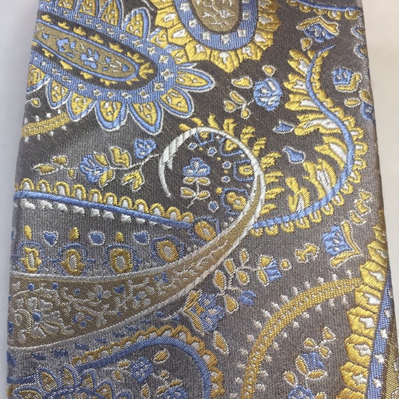 Sean John silver with gold and blue paisley pattern tie. Like New. - Picture 9 of 10